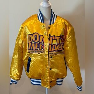 Yellow Bomber Jacket with Blue Accents